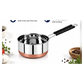 Divine Touch Stainless Steel Sauce Pan with Copper Bottom and Spouts, 17cm