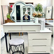 Dressing Table 90x60cm Light Grey with Cloud LED Mirror and 3 Drawer Cabinet