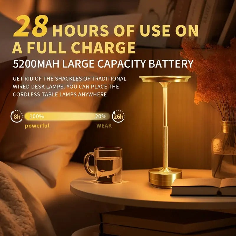 Nordic Wireless Table lamp for Bedroom rechargeable desk lamp beside table Stepless table Reading lamp Cordless Vintage modern desk lamp