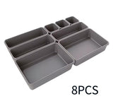8-Piece Adjustable Plastic Drawer Organiser Set, Divider Holder for Kitchen, Cosmetics, Office & Sundries