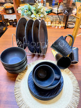 16pcs Japanese Ceramic Dinner Set – Plates, Bowls & Cups