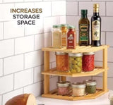3-in-1 Bamboo Kitchen Corner Rack & Counter Organiser – Water Resistant
