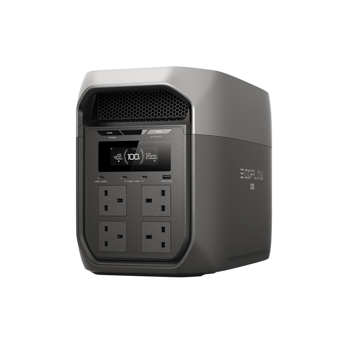 EcoFlow DELTA 3 Max Portable Power Station 2048Wh 2400W Kenya | LiFePO4 Solar Generator with 4 AC Sockets, 10ms UPS, 500W Solar Input, 68 Minute Fast Charge