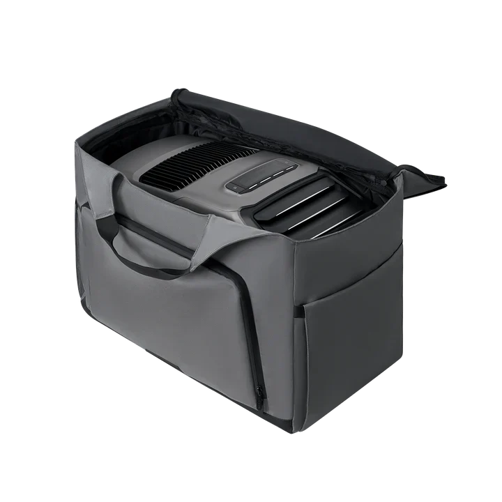EcoFlow WAVE 2 bag zipped over the WAVE 2 air conditioner