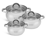 Edenberg 6-Piece Stainless Steel Cookware Set | Pots with Glass Lids Kenya