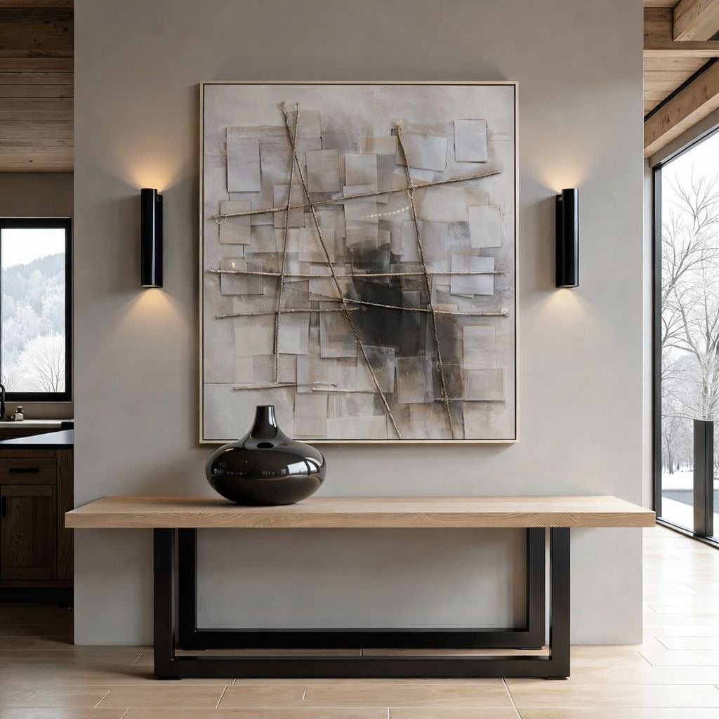 Contemporary Abstract Layered Wall Art – Warm Neutrals 92x122cm
