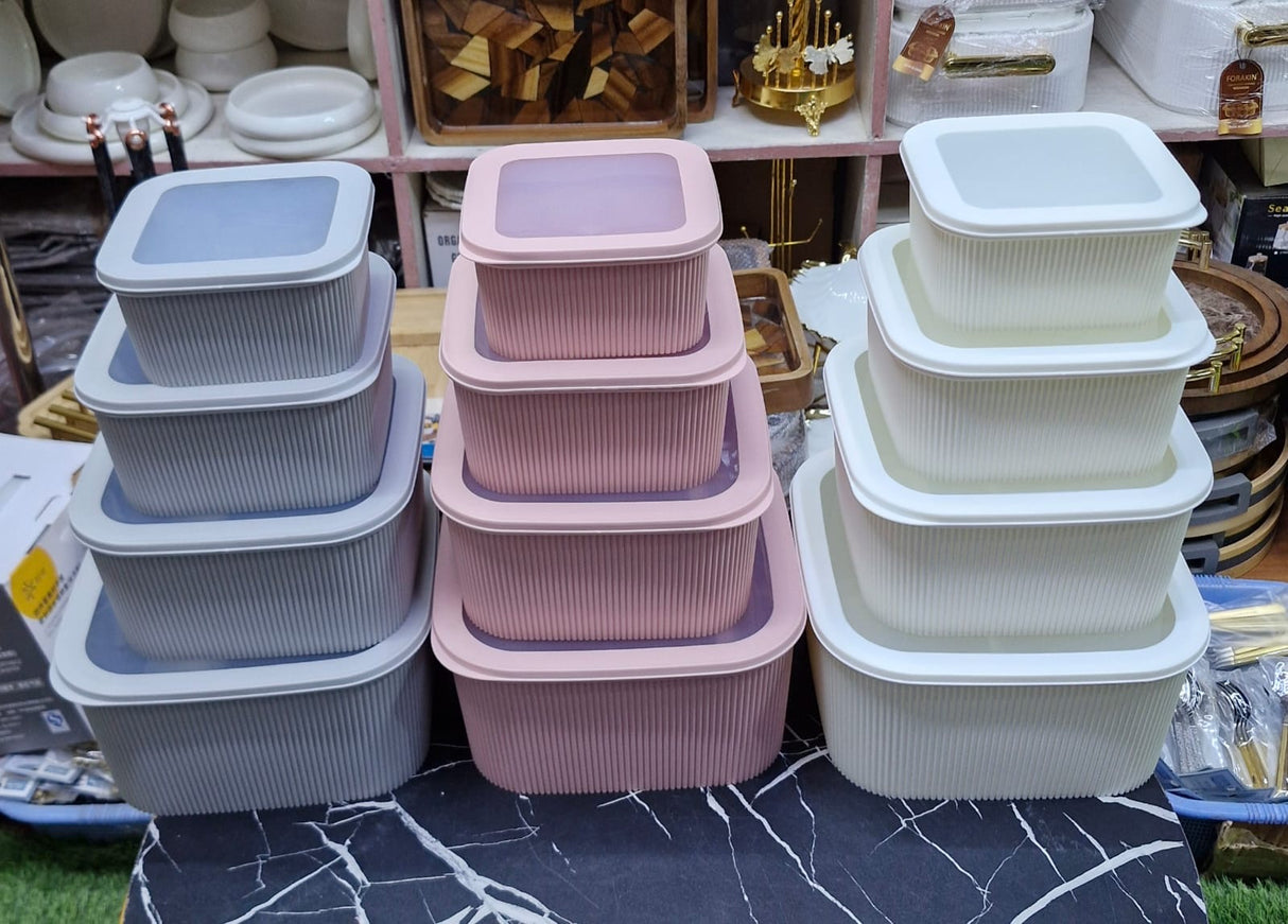4pc Ribbed Airtight Food Storage Container Set – 1.2L, 2L, 3.5L & 6L Stackable Pantry & Fridge Containers Kenya