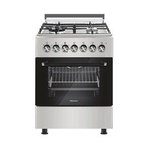 Hisense HF631GEES 60x60cm free standing cooker, 3 gas burners, 1 electric plate, stainless steel