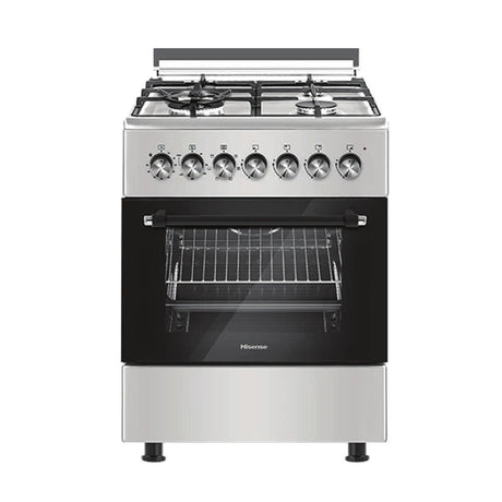Hisense HF631GEES 60x60cm free standing cooker, 3 gas burners, 1 electric plate, stainless steel