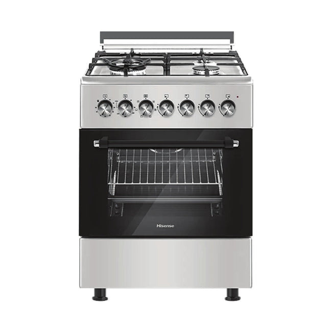 Hisense HF631GEES 60x60cm free standing cooker, 3 gas burners, 1 electric plate, stainless steel