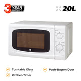 Hanmac 20L Manual Microwave with 5 Power Levels, 35-Min Timer &amp; Defrost – 2-Year Warranty
