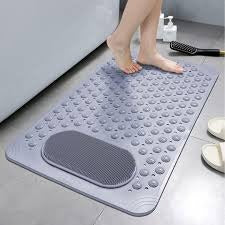 Bathroom Anti-Slip Mat with Lazy Scrubber. Non-Slip Rubber Bath Mat