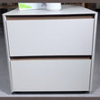 Bedside Table 2 Drawer White Handle Free 48x40x50cm, Groove Pull
