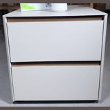 Bedside Table 2 Drawer White Handle Free 48x40x50cm, Groove Pull