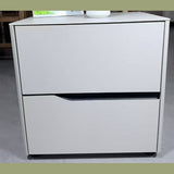 Bedside Table 2 Drawer White Handle Free 48x40x50cm, Curved Pull
