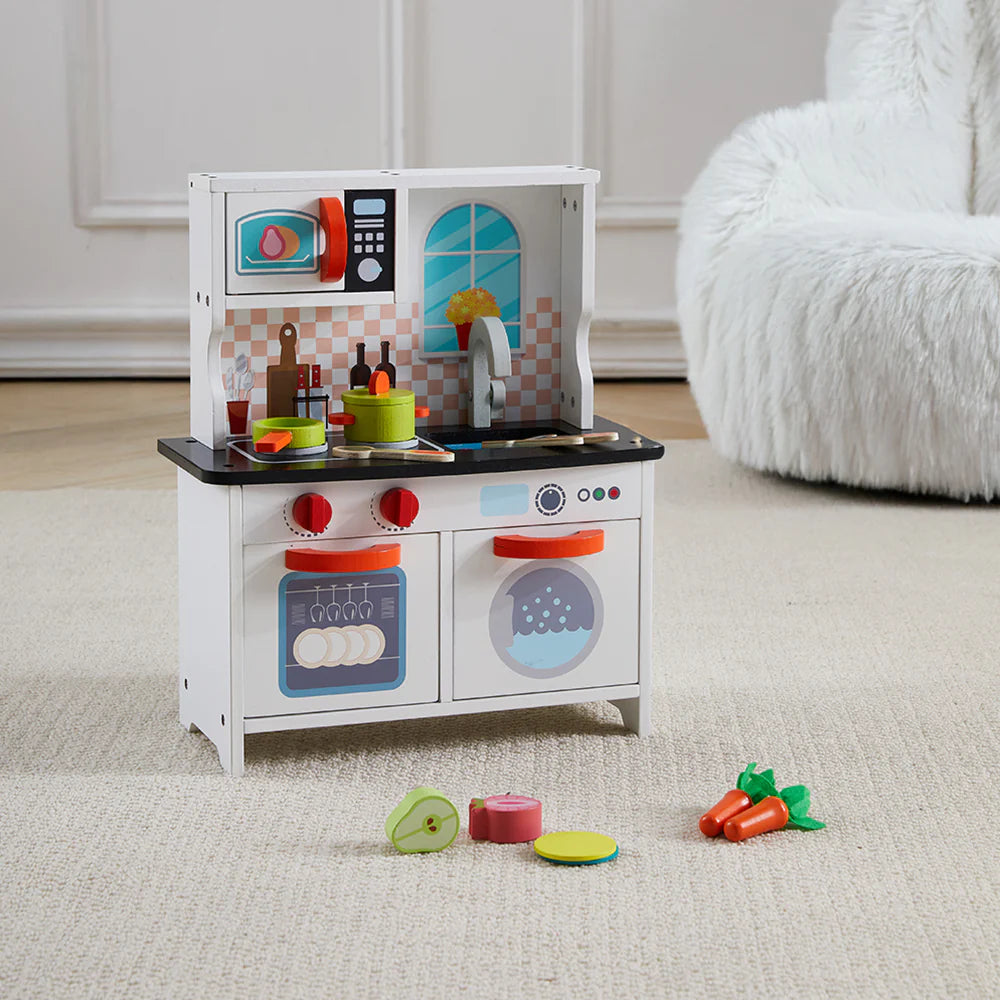 Wooden Mini Kitchen Playset for Kids Montessori Pretend Play