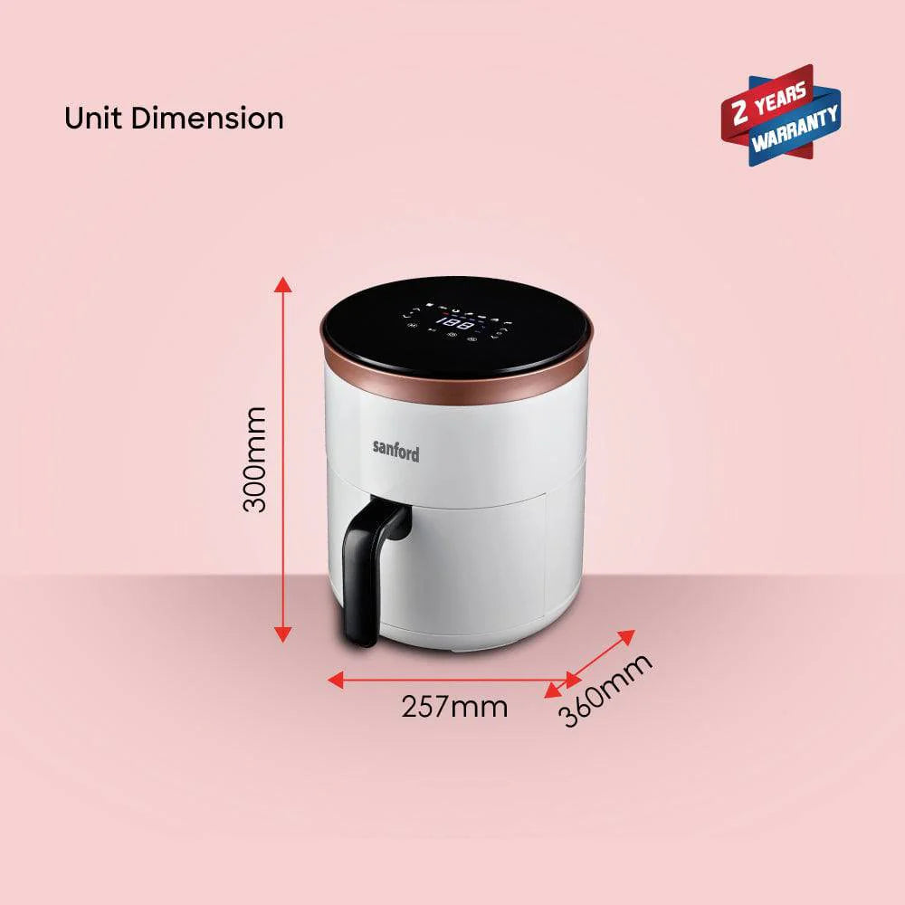 Sanford 4L Digital Air Fryer with LED Display and Non-Stick Basket | 360° Hot Air Circulation | 80–200°C Adjustable Temperature