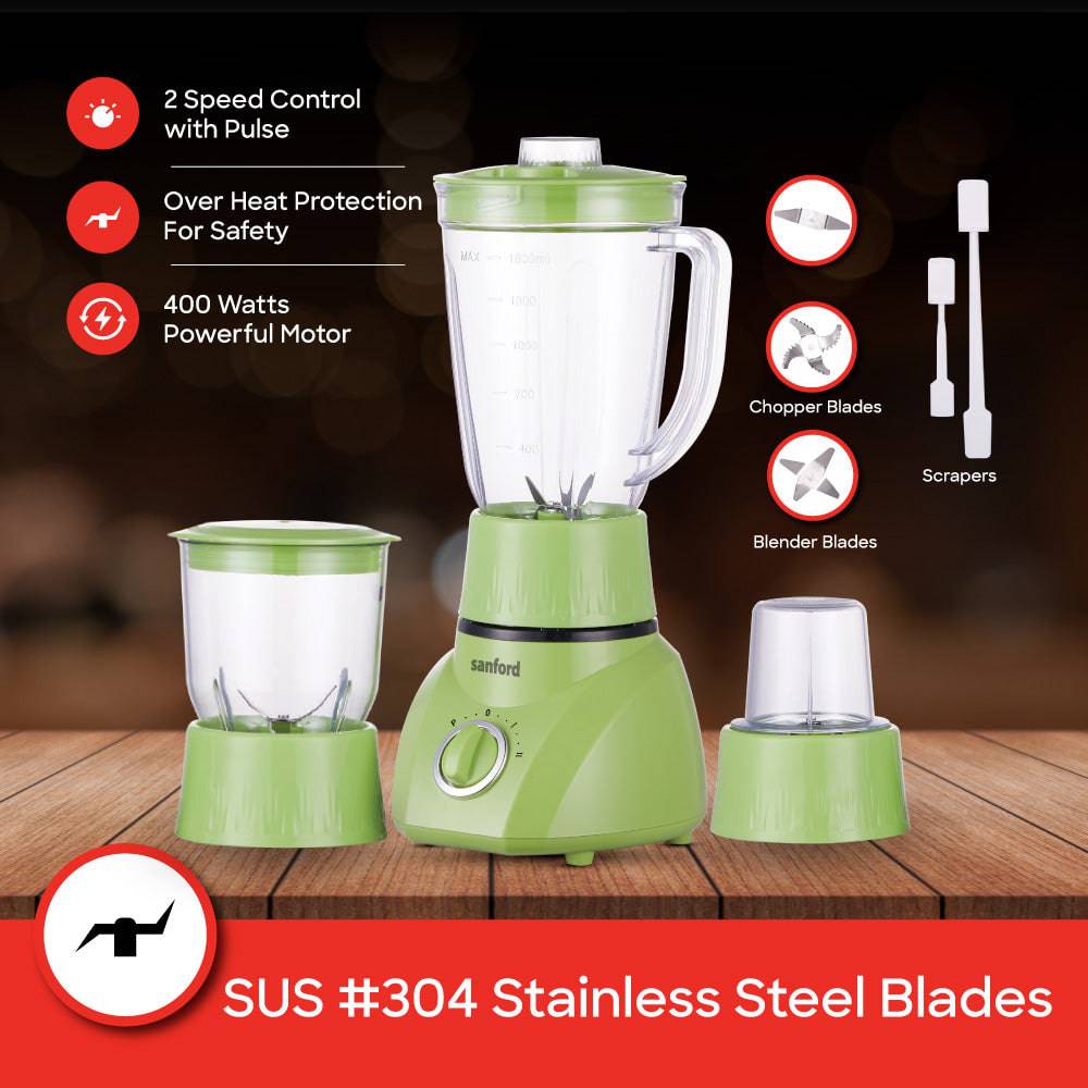 Sanford 3-in-1 Blender, Mincer & Mill | 1600ml Jar | 400W Motor | 2-Speed Control | Stainless Steel Blades