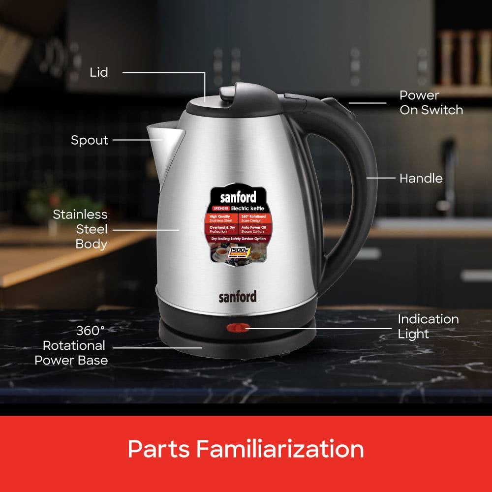 Sanford 1.8L Electric Kettle (1500W) – Stainless Steel Fast Boil