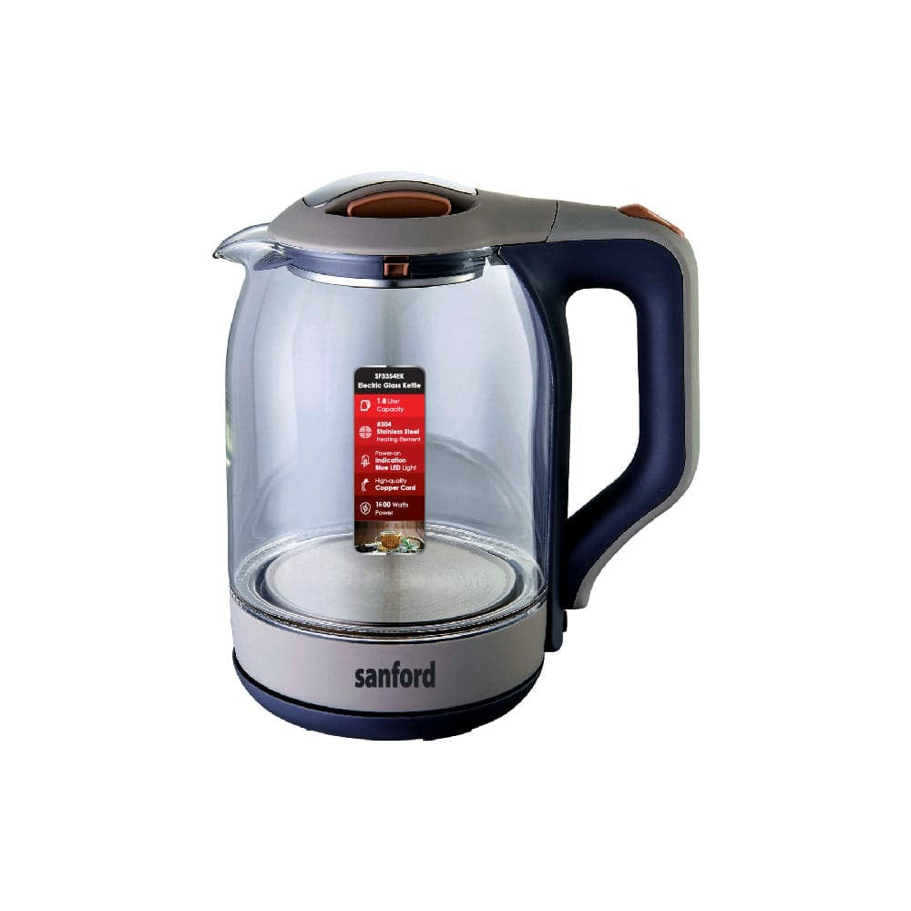 Sanford 1.8L Electric Glass Kettle with Auto Shut-Off and Indicator Light