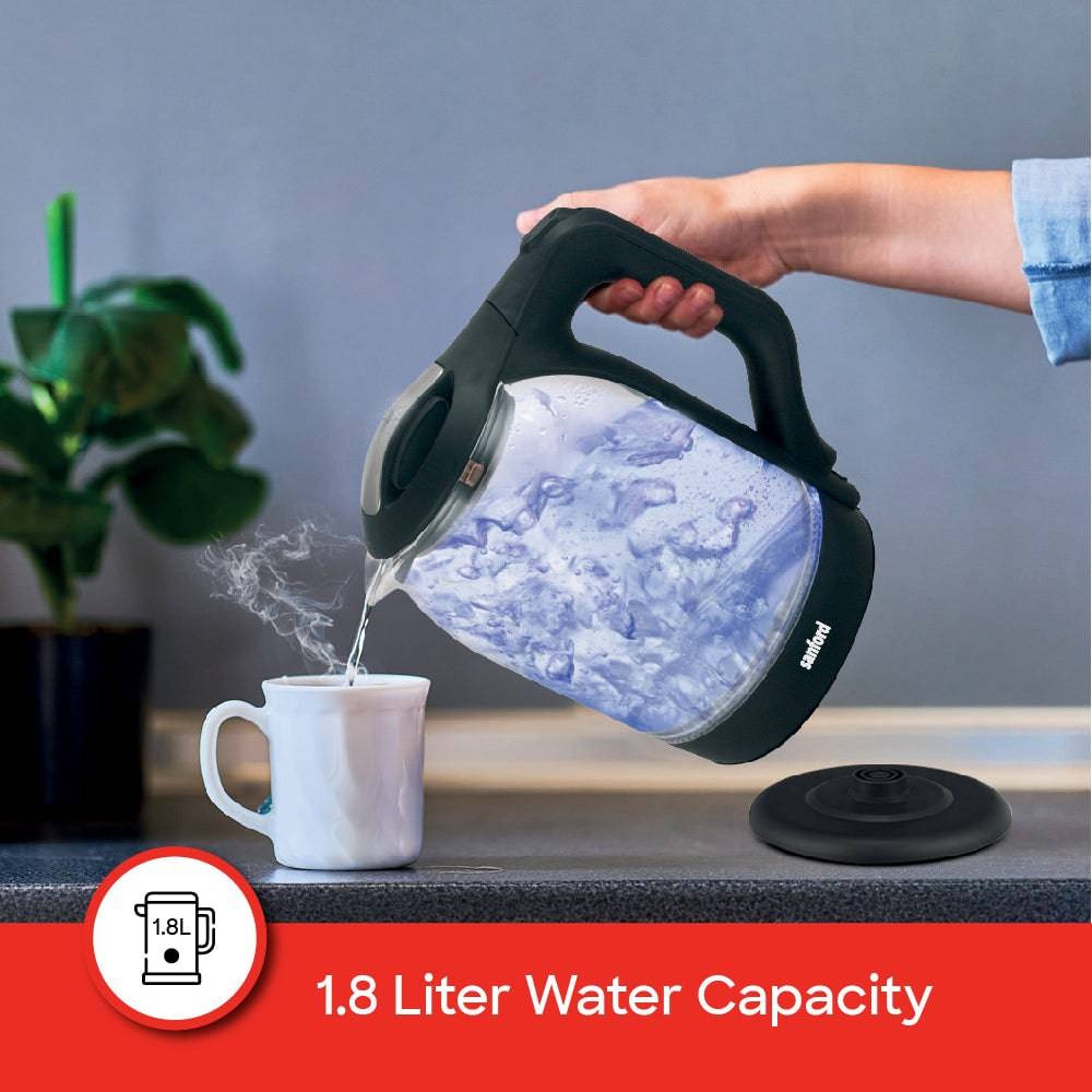 Sanford 1.8L Electric Glass Kettle with Auto Shut-Off and Indicator Light