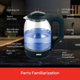 Sanford 1.8L Electric Glass Kettle with Auto Shut-Off and Indicator Light