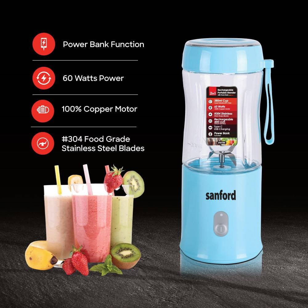 Sanford Rechargeable Blender 380ml – Portable Smoothie Maker with Power Bank & Type-C Charging