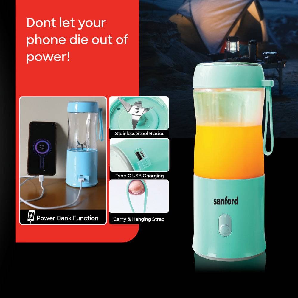 Sanford Rechargeable Blender 380ml – Portable Smoothie Maker with Power Bank & Type-C Charging