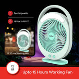 Sanford 2-in-1 Rechargeable Fan with 18 LED Lights and 3-Speed Control – Up to 15H Fan Runtime & 20H LED Runtime