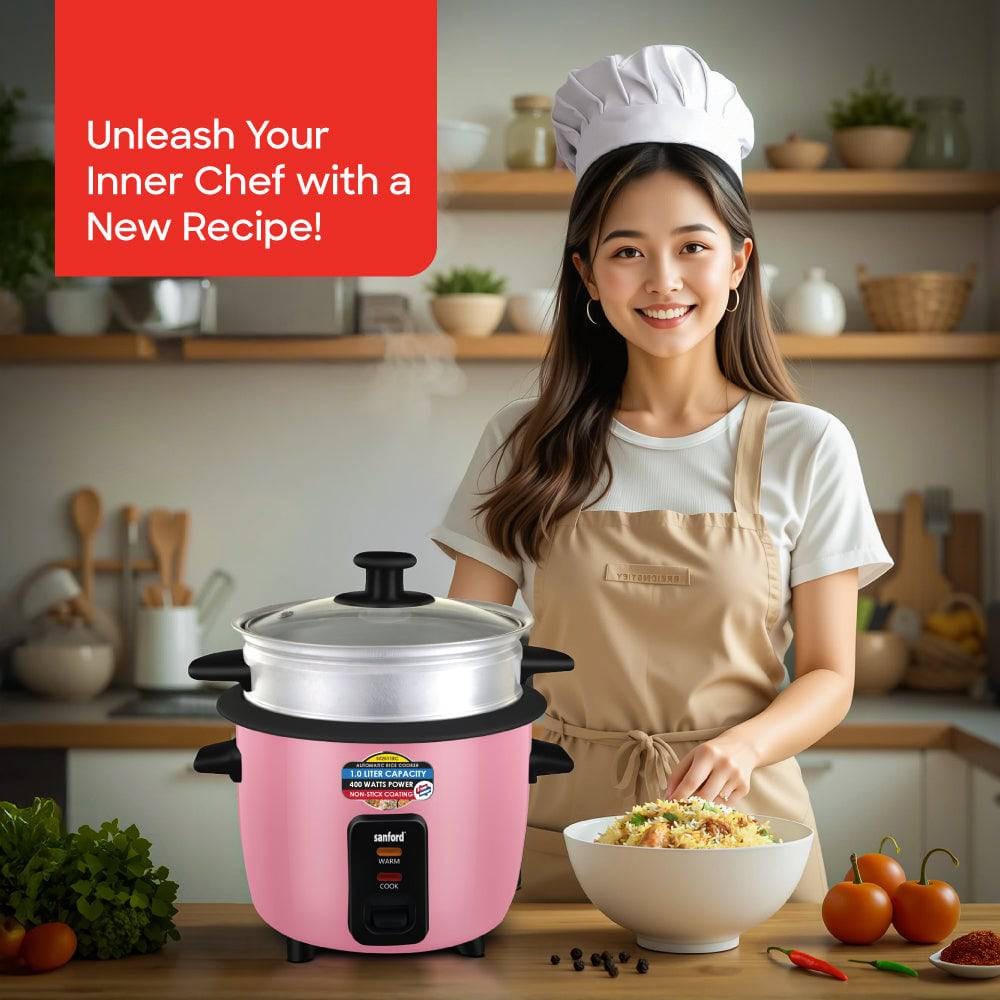 Sanford 1.0L Electric Rice Cooker With Steamer