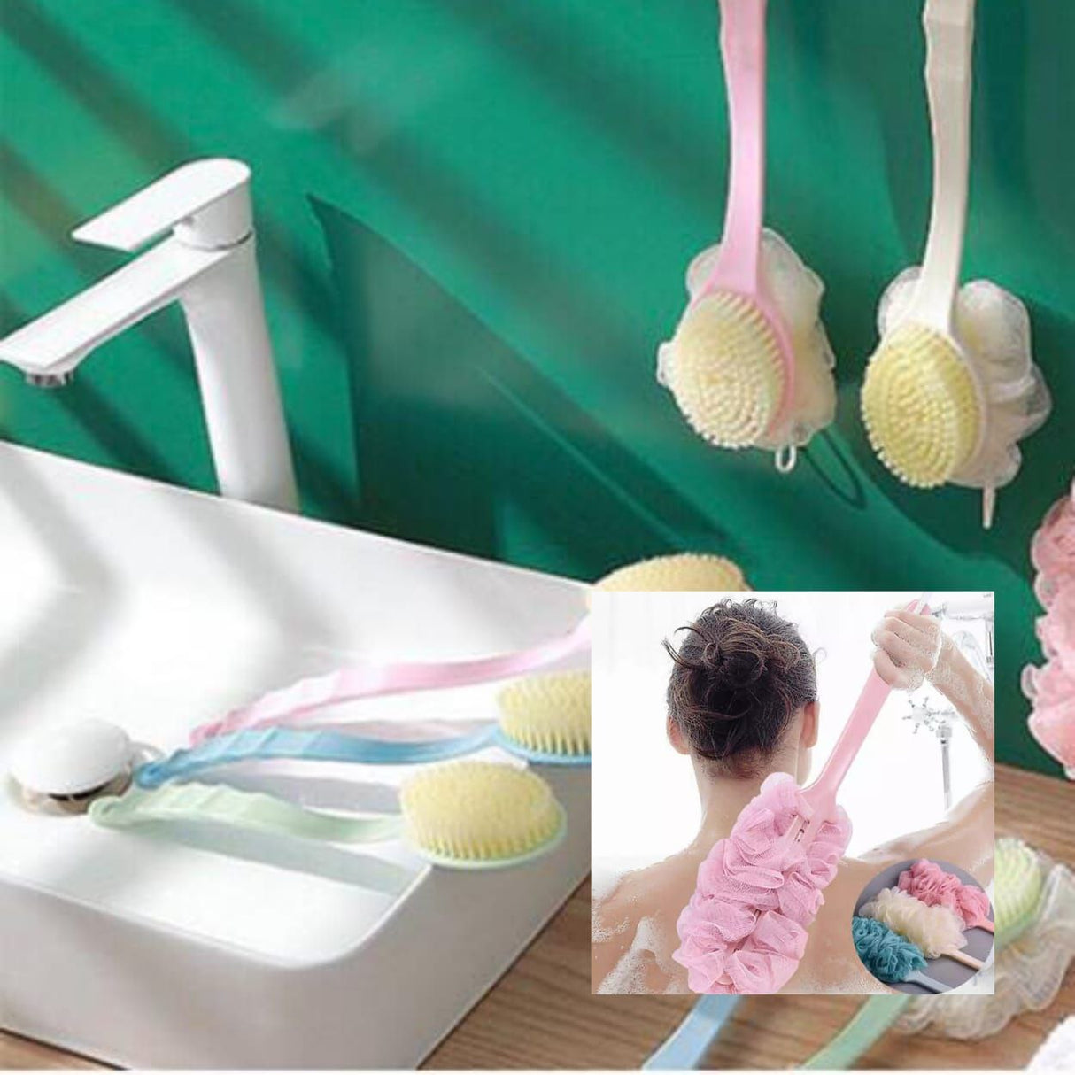 SHOWER BRUSH WITH SPONGE