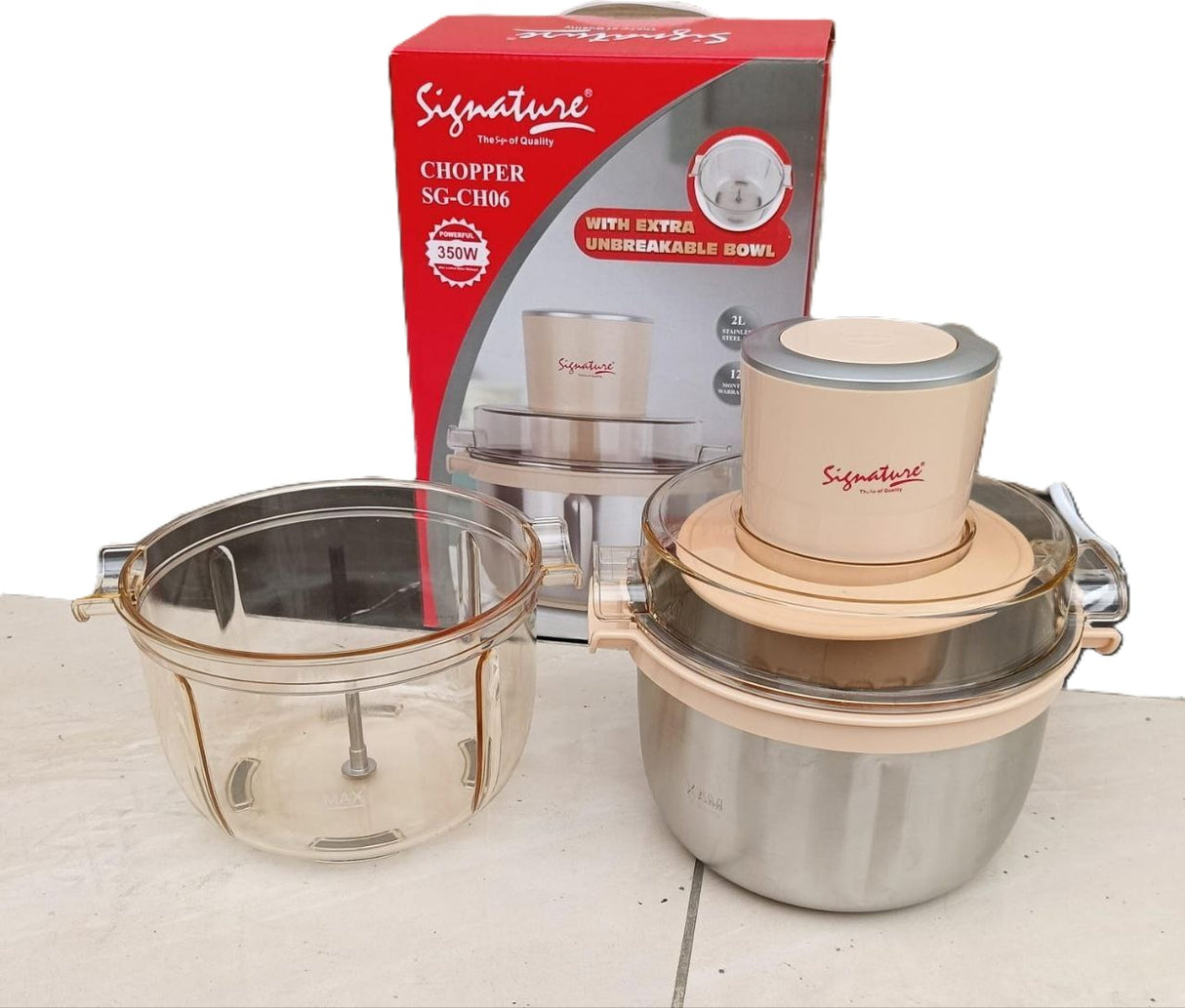 Signature 2L Stainless-Steel Electric Food Vegetable Meat Slicer Chopper With a Bowl