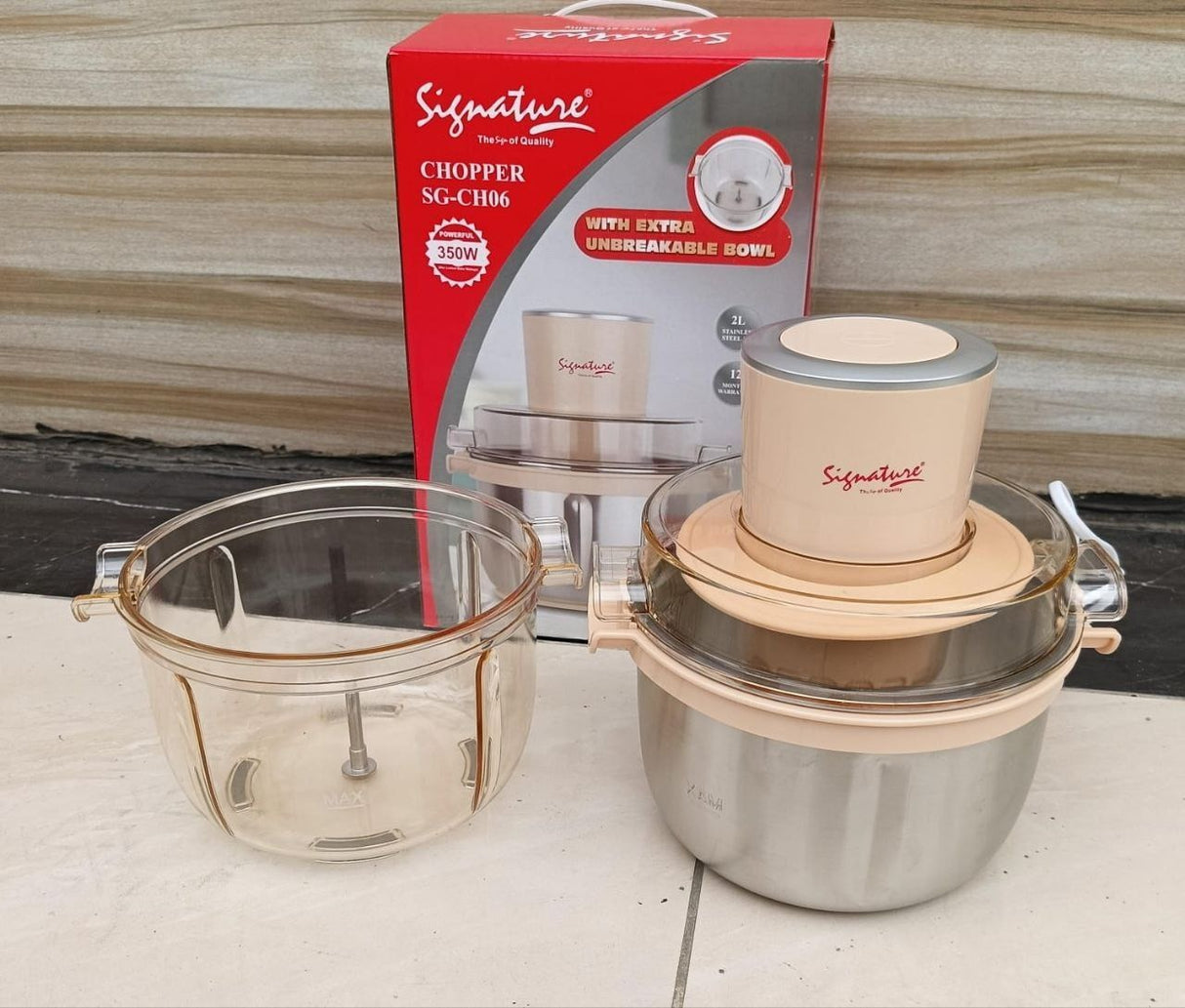 Signature 2L Stainless-Steel Electric Food Vegetable Meat Slicer Chopper With a Bowl