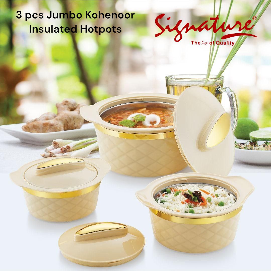 3 pcs Kohenoor Jumbo Insulated Hotpots