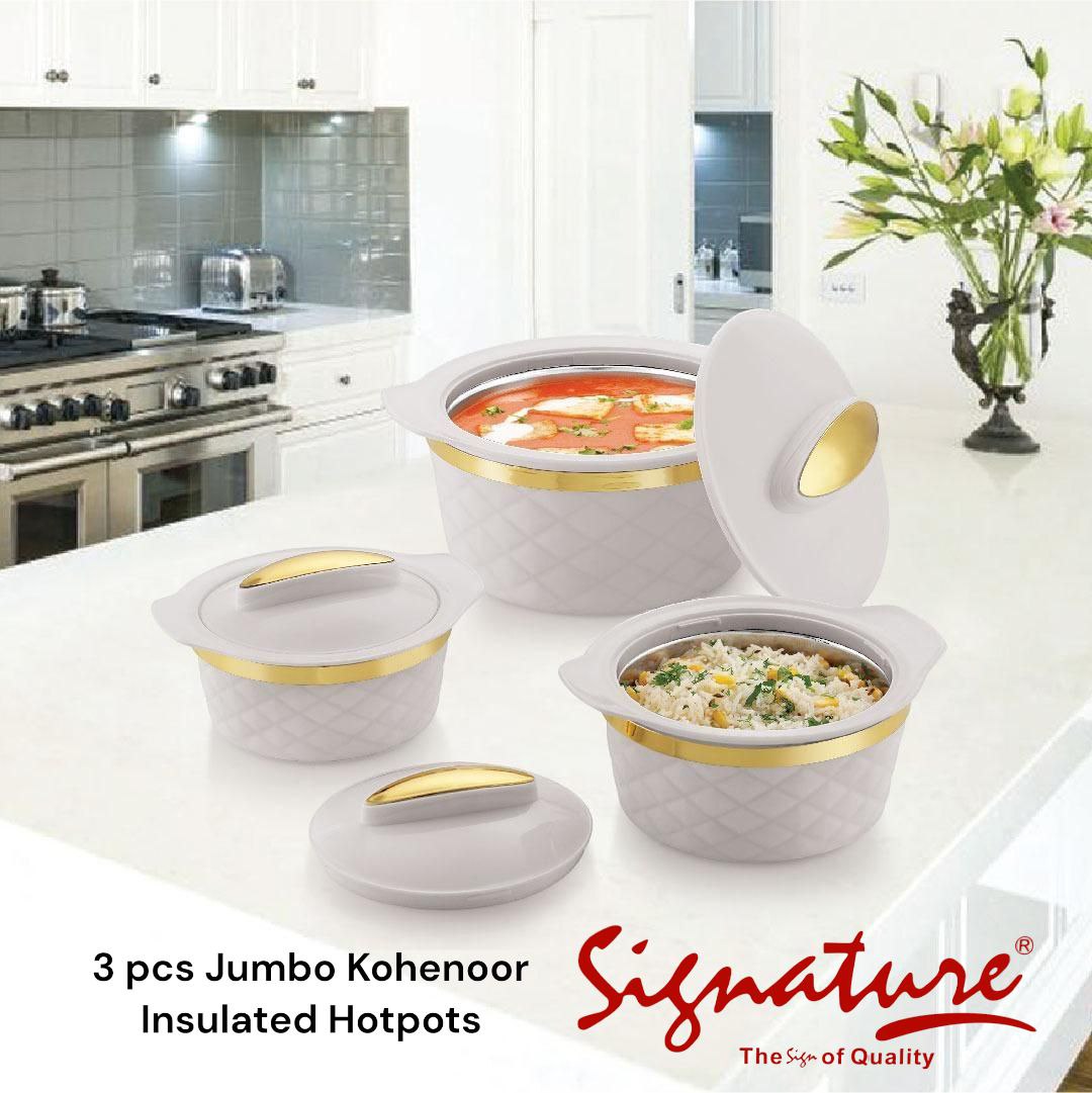 3 pcs Kohenoor Jumbo Insulated Hotpots