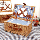 Wicker Picnic Basket for 2 Accessories Plates and Utensils