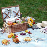 Wicker Picnic Basket for 2 Accessories Plates and Utensils