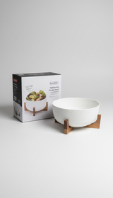 Danny Home 2.7L Salad Bowl with Wooden Frame Brown & White Kenya