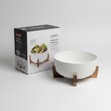 Danny Home 2.7L Salad Bowl with Wooden Frame Brown & White Kenya