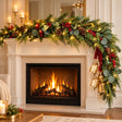 Premium Christmas garland with 50 LED lights, eucalyptus, pine cones and red berries, 270cm, battery powered