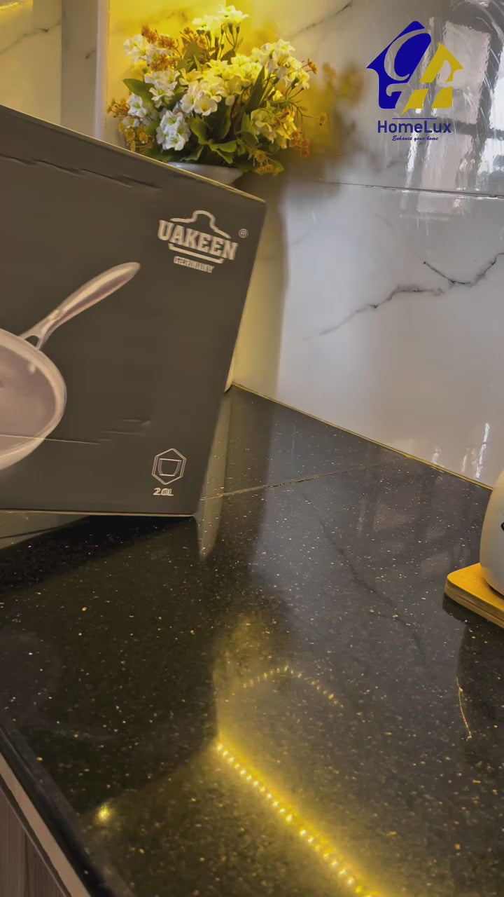Uakeen Tripply S/S Stainless Steel Non-Stick Pan 26cm & 28cm with Lids Honeycomb Coating, Induction Compatible Skillet for Chapati, Stew & Frying