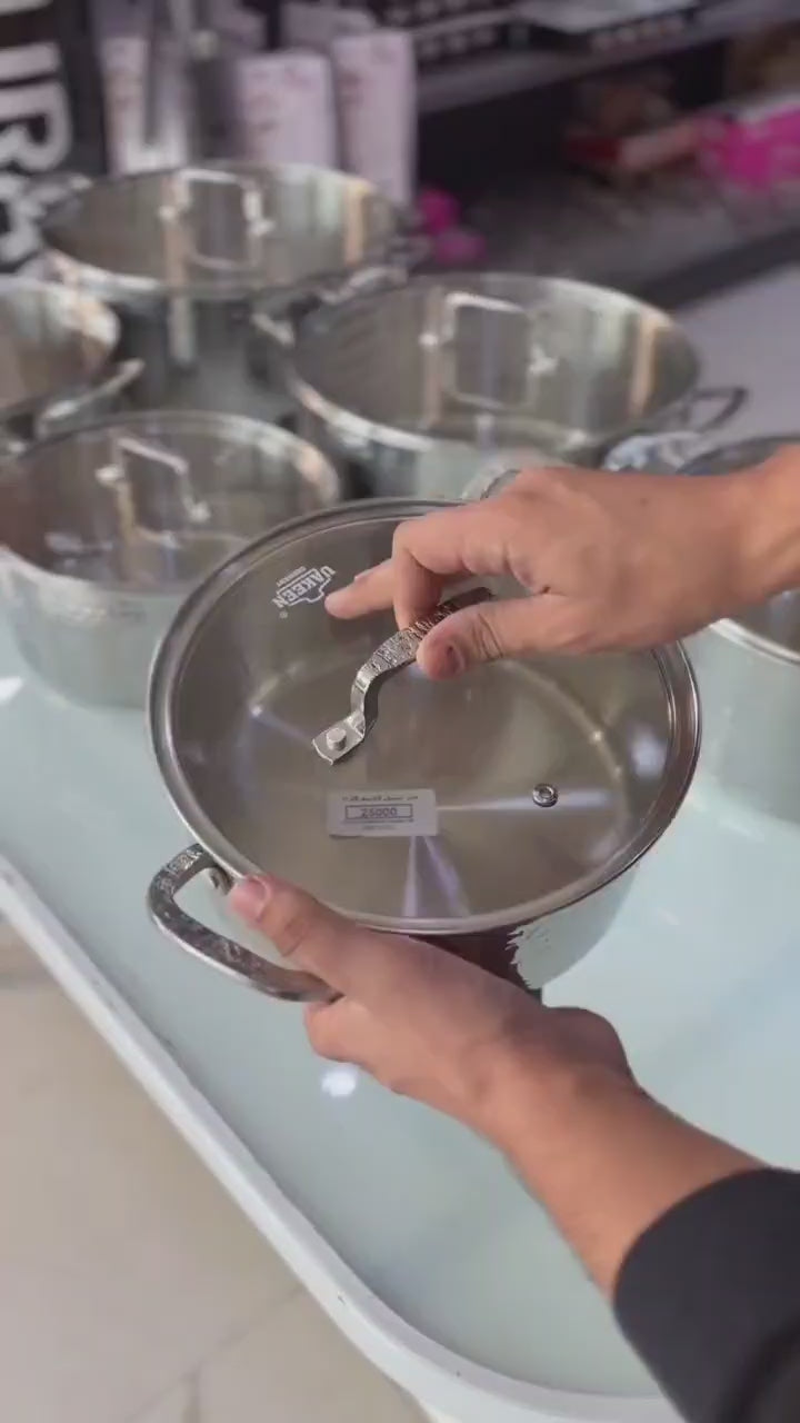 6PCS Tripply Stainless Steel Cookware Set | Hammered Design with Lids | Large Capacity Cookware Kenya