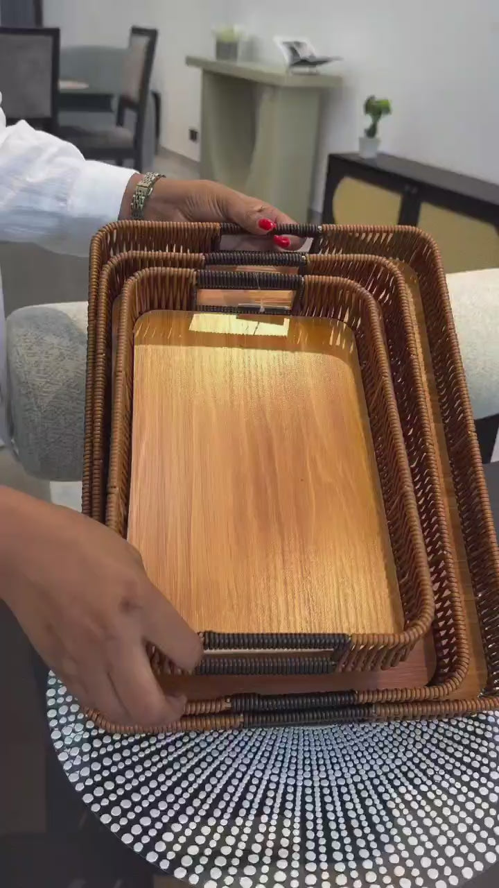 Rattan Bamboo Serving Tray – Handwoven Square Eco-Friendly