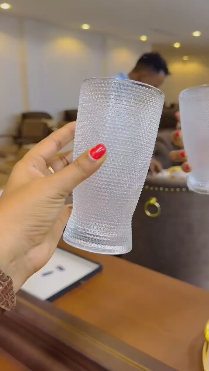 6pcs Unique Vertical Grain Frosted Tumbler Glass Set – 360ml