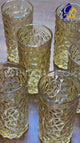Diamond Crystal Gold Long Glasses Set of 6 – 350ml Water & Juice Glass Set