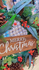 Merry Christmas Door Wreath 50cm with Gold Baubles, Eucalyptus and Ivory Berries | Pine Christmas Wreath for Front Door and Wall