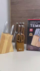 8pcs Stainless Steel Knife Set with Wooden Block | Hollow Handle Kitchen Knives in Kenya