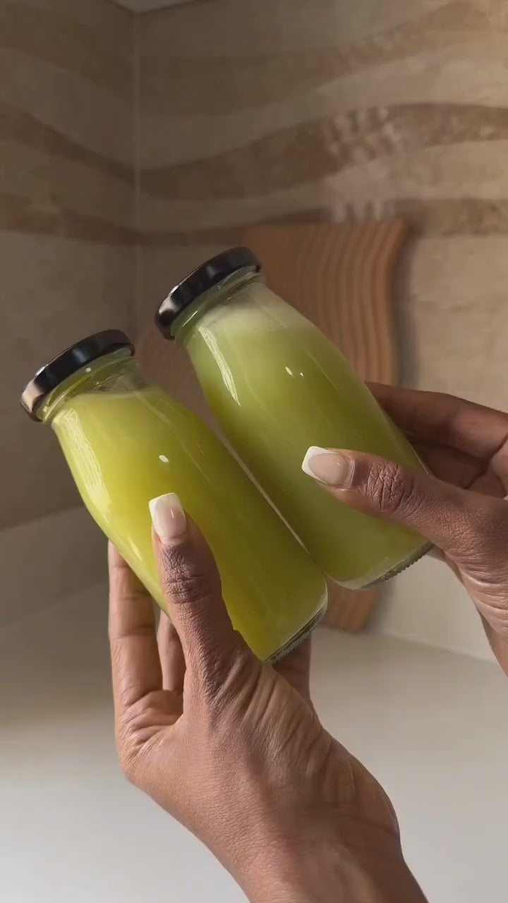 250ml Clear High-Temp Glass Wellness Shot Glasses – Airtight Lids for Detox Juices, Smoothies & Shots (Set of 3 or 6)