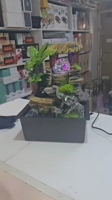 Elephant mother and child Rockery Resin tabletop fountain