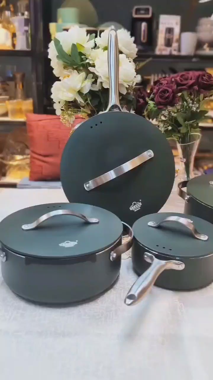 UAKEEN 8-Piece Ceramic Cookware Set  PFOA Free, Induction Compatible